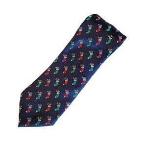 Noel Holiday Christmas Tie Mens Necktie Stockings Candy Canes Party Evening